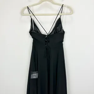 Lulus Romantically Speaking Black Cowl Lace-Up Maxi Dress Formal Small NWT thumbnail 7