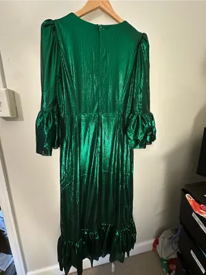 NWT Pomander Place Tuckernuck Lillith midi dress emerald lurex small thumbnail 5