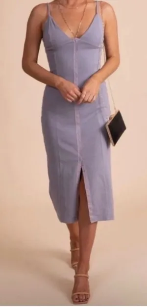 NEW Free People‎ Make it Snappy Lilac Bodycon Midi Slip Dress Small Soft Girl thumbnail 1