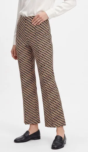 Maeve Pants Womens Medium Flare Geometric Lattice Black Tan Stretch Excellent thumbnail 1