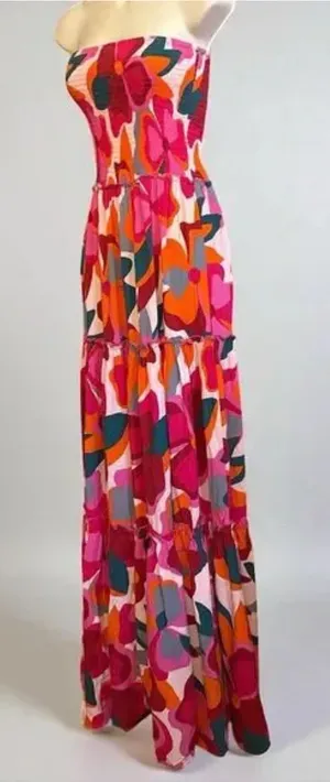 Abel the Label Anthropologie Floral Dress Maxi Strapless thumbnail 1