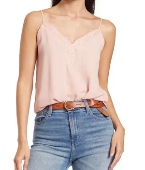 Blush Pink V Neck Lace Trim Cami Tank Top XSmall NWT thumbnail 1