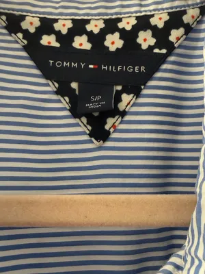 Tommy Hilfiger Blue and White Striped Shirt Dress with Navy Floral Panel thumbnail 4