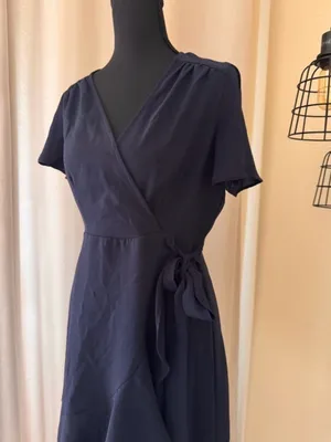 Altar’d State Navy Blue Wrap Dress M Flutter Sleeve Cocktail Party Dress thumbnail 3