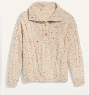 Old Navy Womens Speckled Button-Front Cable-Knit Sweater thumbnail 1
