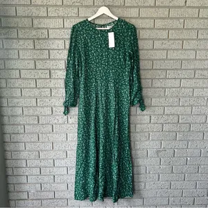 NWT Reformation Zelda Dress Emerald Green Midi Dress Prairiecore Size 10 thumbnail 9