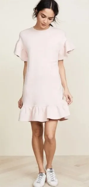 Ulla Johnson Tillie Pink Sweatshirt Ruffle‎ Trim Dress Size Large thumbnail 1