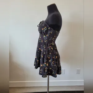 No Boundaries Dark Floral Midi Dress Milkmaid Festival Cottage Maiden Fairy Tiered Smocked thumbnail 4