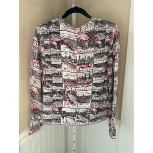 By Malene Birger Postcard‎ City Print Long Sleeve Blouse Pink Cream Size 34 XS thumbnail 3