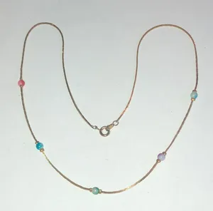 Vintage Gold Tone Multi Color Beaded Classic Retro Boho Dainty Necklace thumbnail 2