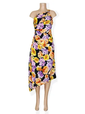 GEISHA DESIGNS X ANTHROPOLOGIE Asymmetrical Hem Midi Dress, Purple, XS thumbnail 4