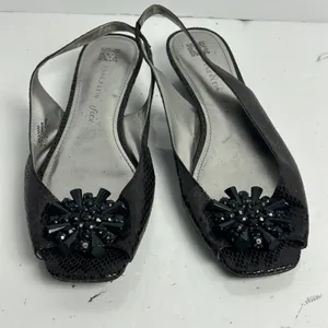 Anne Klein iFlex AK Junior Brown Snakeskin Slingback Kitten Heels Peep Toe 8.5 M thumbnail 2