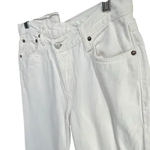 Agolde Jeans Womens 24 White Organic Cotton High Rise Criss Cross Straight Leg thumbnail 4