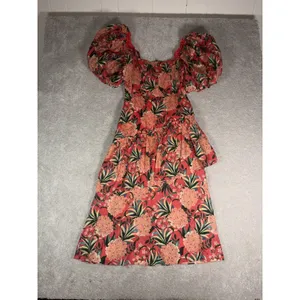 NWT farm rio pineapple bloom red Midi Dress M thumbnail 7