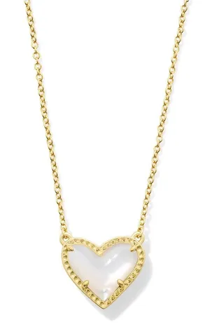 Kendra Scott Gold Heart Pendant Necklace with Mother-of-Pearl Inlay New thumbnail 1