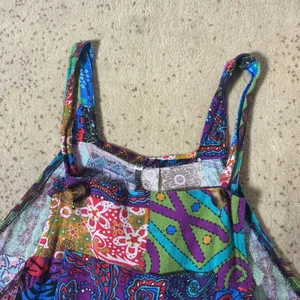 Boho Patchwork Wide Leg Festival Jumpsuit Multi Color Paisley Floral Print‎ Sz M thumbnail 5