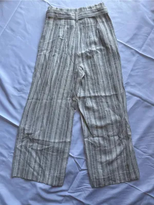 Anthropologie Ett:Twa Mauritius Paperbag Waisted Belted White Black Pants Size 0 thumbnail 3