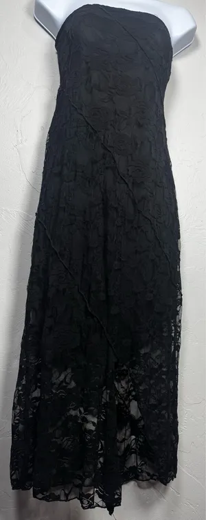 Altar'd State Strapless Black Lace Midi Dress Size Large thumbnail 3