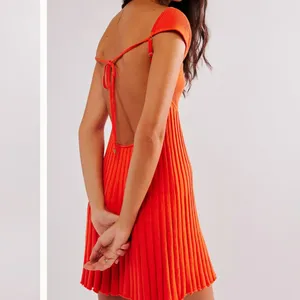 New Free People Cherie Tie Back Knit Mini Dress Size Medium Orange Red thumbnail 16
