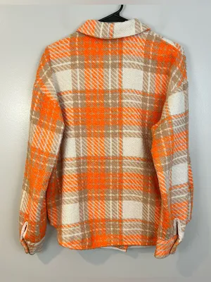 Reserved Orange Plaid Medium Weight Button Down Collared Shirt Size Small thumbnail 6