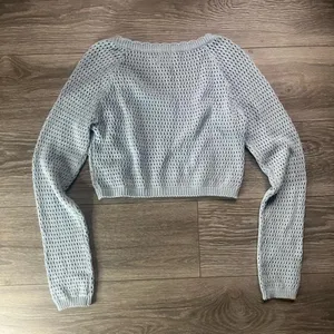 Princess Polly Blue Crocheted Long Sleeve Square Neck Cropped Sweater Size XS/S thumbnail 2