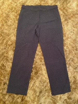 Briggs New York Navy Polka Dot Floral Pattern Stretch Pants Capris Y2K thumbnail 1