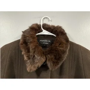 Donnybrook Wool Rabbit Collar Brown Long Coat Vintage VTG 14 AS IS thumbnail 2