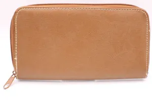 Brown Vinyl Tan Zip Around Wallet Removable Card Holder Organizer NEW Vintage thumbnail 1