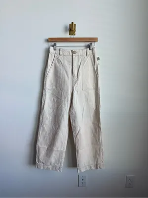 Free People Sunday Skies Wide Leg Sailor Pants NWT Size 2 Natural Cotton thumbnail 2