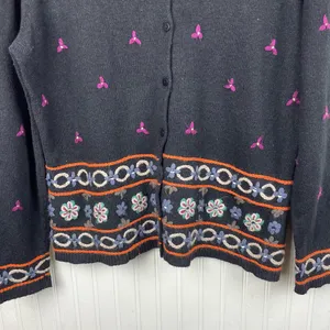 Vintage 90s Y2K Northwest Blue Wool Blend Nordic Embroidered Cardigan Size Large thumbnail 4