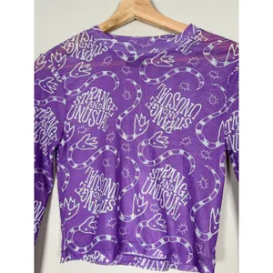 Beetlejuice Strange‎ and Unusual Purple Mesh Long Sleeve Crop Top Sandworm Small thumbnail 3