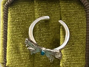 Whimsical Baby Blue Butterfly w/ Silver Accents Open Ring Size 6 NWT thumbnail 4