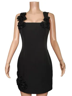 ELLIATT Trompe Floral Appliqués Mini Dress, Black, Medium thumbnail 6
