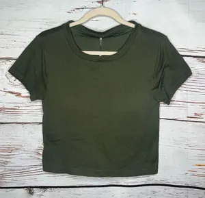 Calia NWT Size XXL Deep Green Ribbed Seamless Support Crop Tee Top thumbnail 1