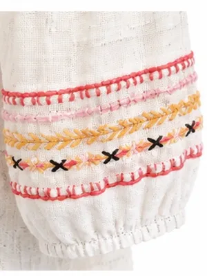 A’COS&A White Embroidered Boho Cotton Blouse – Listed Size Medium thumbnail 5