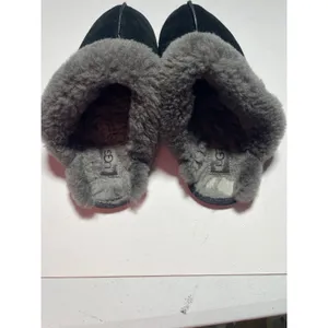 UGG Coquette Slippers Womens Black Grey Suede Sheepskin Fur Slides Loungewea 6.5 thumbnail 4