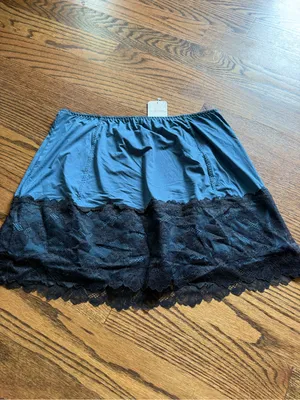 Free People Intimately NWT Party Crashers Slip Skirt with Black Lace Trim $50 XS thumbnail 5