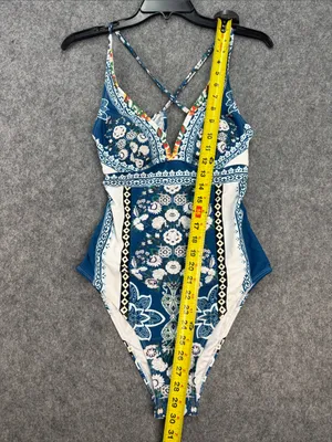 Cupshe Blue Floral Lace-Up One Piece Swimsuit thumbnail 3