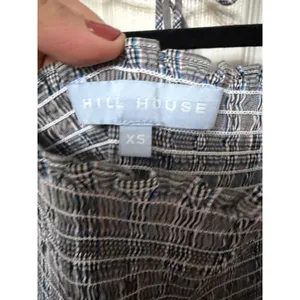 Hill House Home The‎ Athena Nap Dress Blue Grey Plaid Smocked Mini Dress XS thumbnail 7