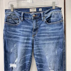 Miss Me straight leg distressed denim jeans raw hem women's 29 x 27 M2182ST thumbnail 2