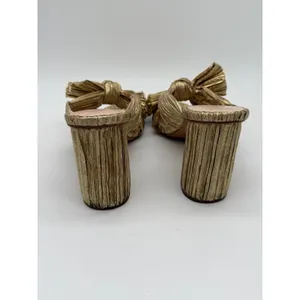 Loeffler Randall Womens Penny Pleated Bow Sandals Gold Size 7 thumbnail 6