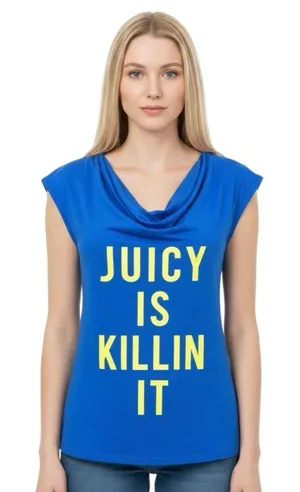 🆕Juicy Couture Sport Blue Short Sleeve Shirt thumbnail 1