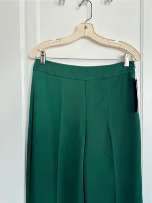 Tuckernuck • Erin Pants wide leg Deep Green dark trouser flat front satin twill thumbnail 4