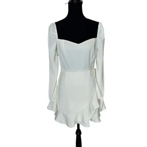 Revolve White Mini Wrap Dress MEDIUM Romantic Ruffle Bridal More to Come $84 NEW thumbnail 3