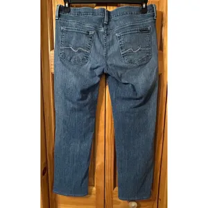 7 FOR ALL MANKIND Women's Sz‎ 30 Straight Leg Jeans Medium Blue Wash Whiskered thumbnail 2