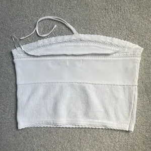 Meshki Knit Tube Top Scalloped Edges Cottagecore Boho White Women's Size Large thumbnail 2