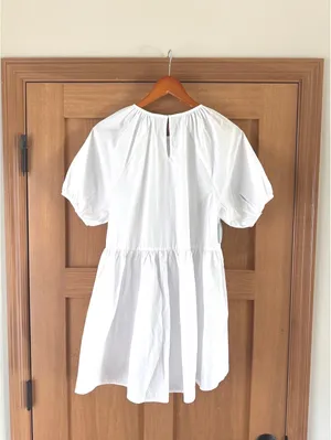NWT Hill House Home The Francesca Peplum Top in White Cotton Women’s XS thumbnail 6