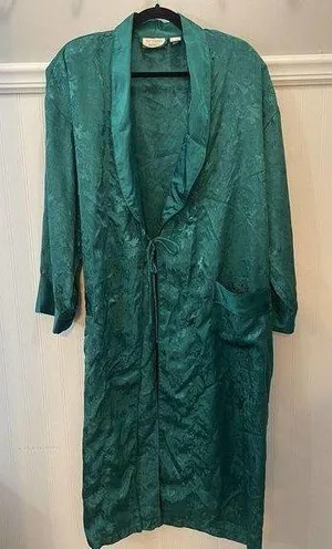 Victoria's Secret Women's Vintage Gold Label 90’s Green Satin Bath Robe Size M/L thumbnail 1