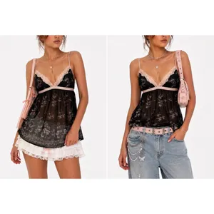 Y2K Sheer Fairy Goth Babydoll Slip Top Peacock Floral Lace Coquette Mesh 90s EUC thumbnail 2