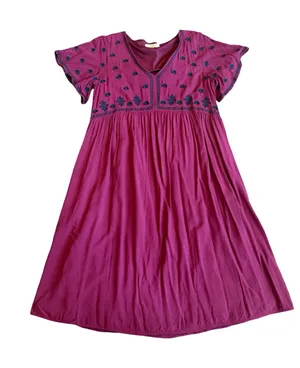 Polagram Stretchy Midi Dress Embroidered Short Sleeve Bohemian Boho Size Small thumbnail 1